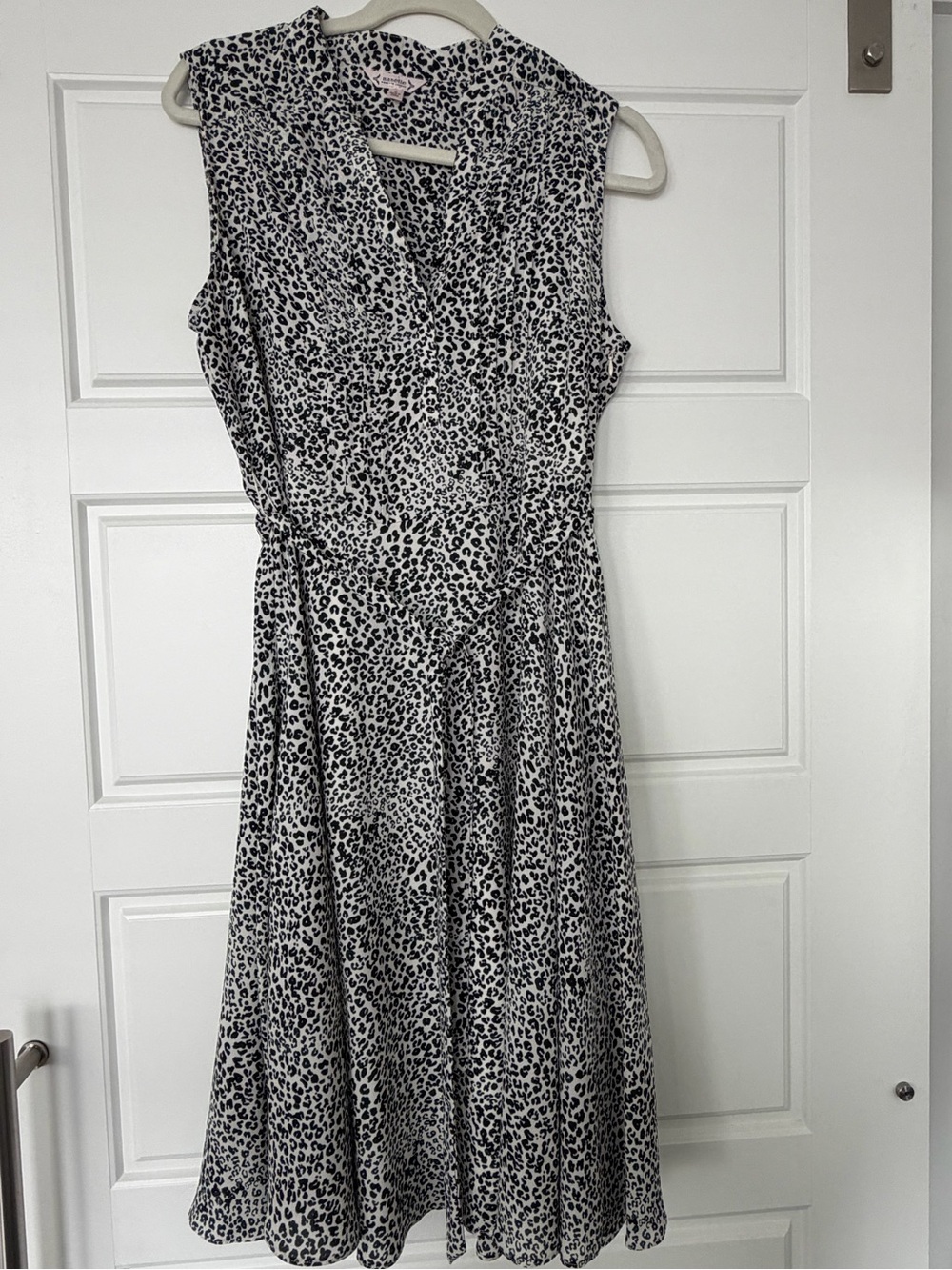 Nanette Lepore Black and White Sleeveless Leopard Midi Dress